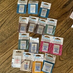 Bundle 13 packs NWT sewing machine needles, variety of sizes and packs, all new!